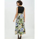 Women's Rayon Floral Sleeveless Calf-length Dress (Multicolor)